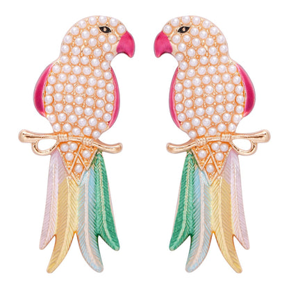 Retro Multicolor Crystal Parrot Earrings