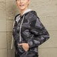 Camouflage Drawstring Detail Zip Up Hooded Jacket