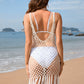 Fringe Openwork Wide Strap Cover Up