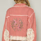 Crochet Patch Embroidered Button Up Jacket