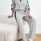 Contrast Collared Neck Long Sleeve Top and Pants Set