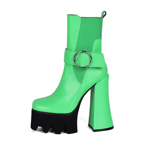 Square Toe Platform Ankle Boots