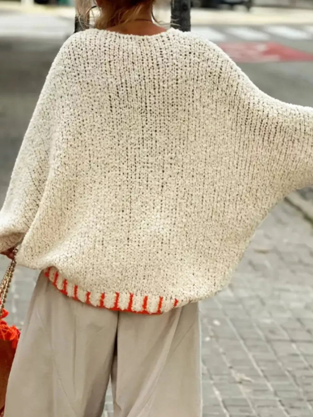 Star V-Neck Long Sleeve Sweater