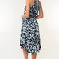 Tied Ruched Floral Sleeveless Knee Length Dress
