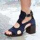 Peep Toe Hollow Out Buckle Sandals