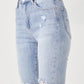 RISEN High Rise Distressed Denim Bermuda Shorts