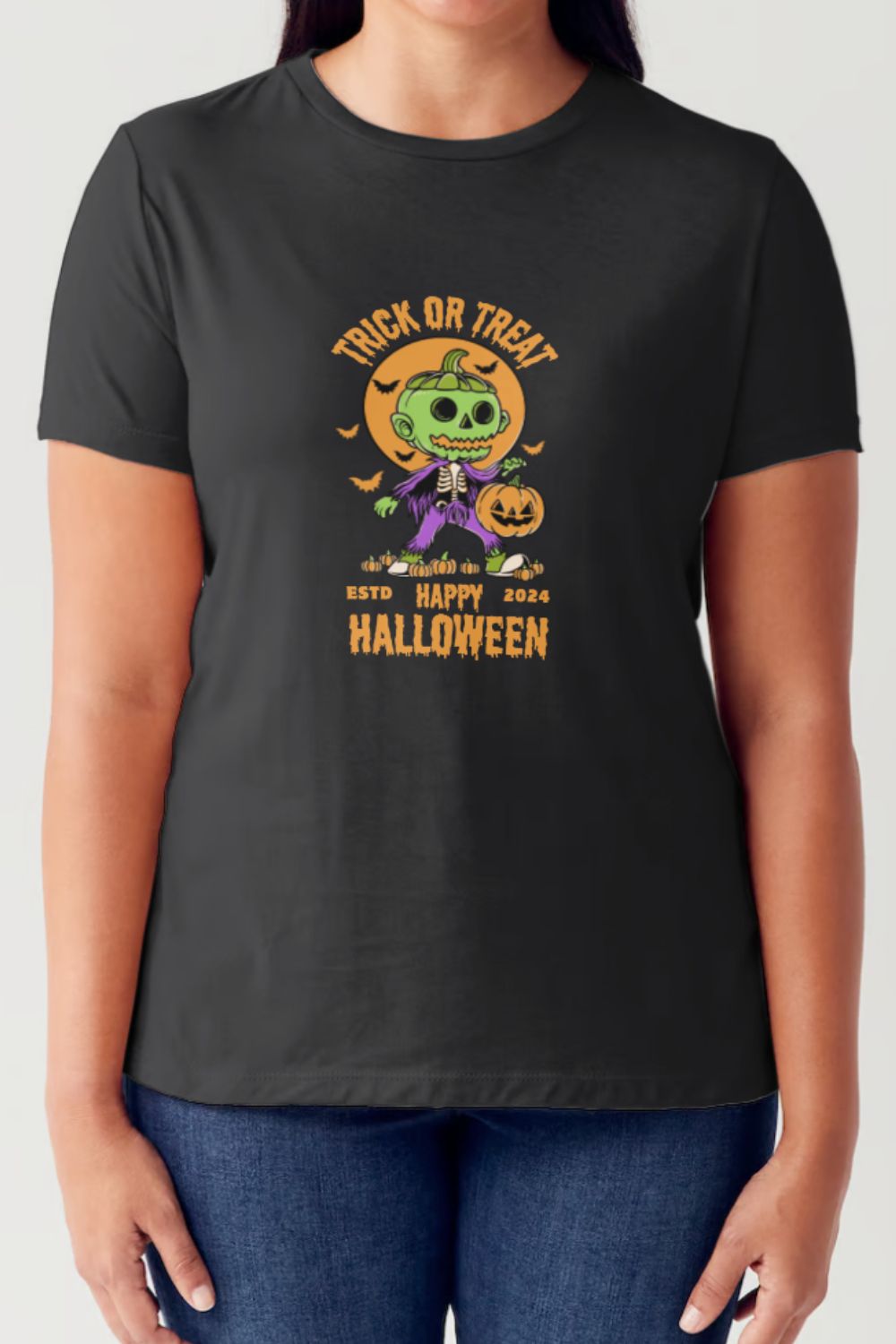 TRICK OR TREAT Round Neck Short Sleeve Tubular T-Shirt