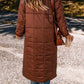 Pocketed Bubble Texture Long Sleeve Longline Winter Coat