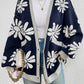 Contrast Dropped Shoulder Long Sleeve Cardigan