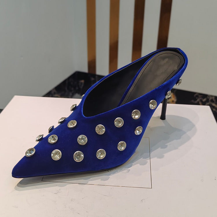 Crystal Polka Dot Pointed Toe Mules