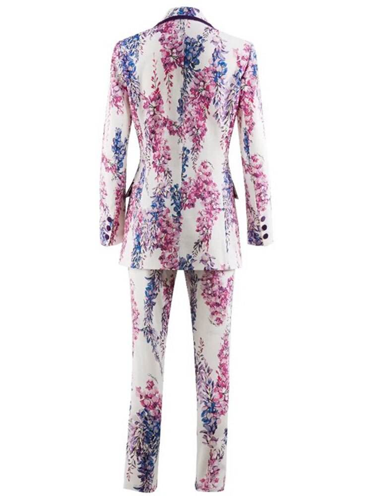 Printed Double-Breasted Blazer and Pants Set