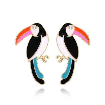Colorful Toucan Stud Earrings