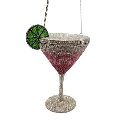 Rhinestone Cocktail Tall Glass Party Bag