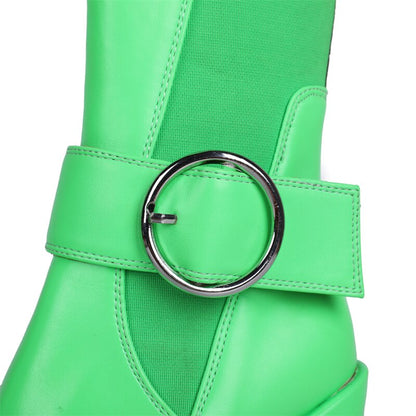 Square Toe Platform Ankle Boots