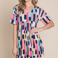 Ruched Color Block Short Sleeve Mini Dress
