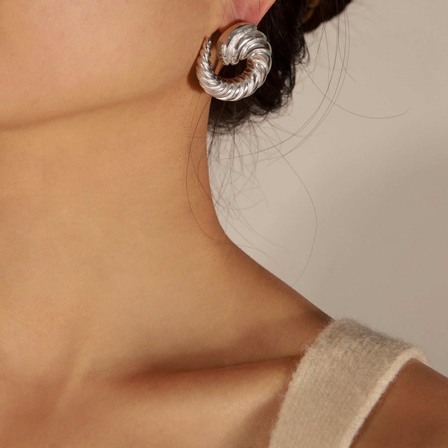 Titanium Steel Spiral Shape Stud Earrings