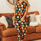 Pumpkin Printed Short Sleeve Top and Pants Lounge Set