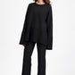 Slit Round Neck Long Sleeve Top and Drawstring Pants Sweater Set