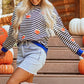 Pumpkin Striped Long Sleeve Sweatshirt