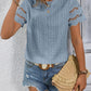 Full Size Eyelet Round Neck Short Sleeve Top