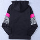 Leopard Color Block Zip-Up Hooded Jacket