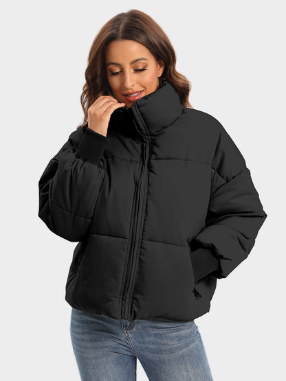 Zip Up Turtleneck Long Sleeve Puffer Jacket