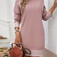 Striped Mock Neck Long Sleeve Sweater Dress