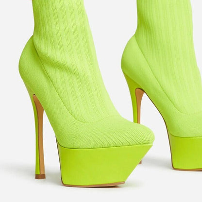 Pointed Toe Stiletto Heel Sock Boots