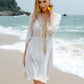 Tassel V-Neck Three-Quarter Sleeve Cover Up