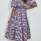 Smocked Floral Square Neck Short Sleeve Dress