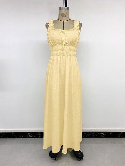 Floral Embossed Smocked Sleeveless Maxi Dress