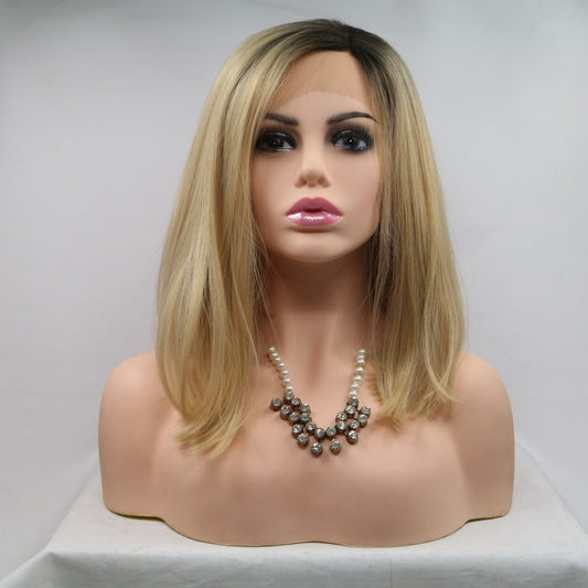 13*3" Lace Front Wigs Synthetic Mid-length Straight 12" 130% Density
