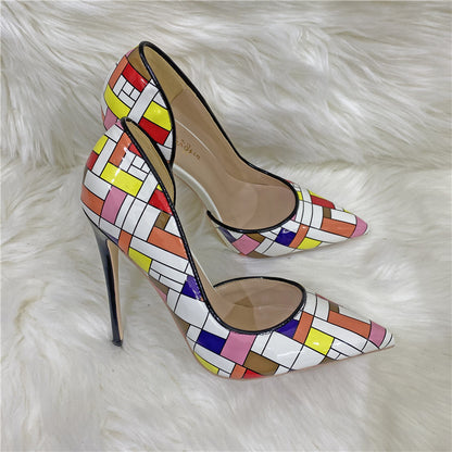 Piet Mondrian Grid High Heels Stiletto Pumps