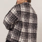 Plaid Collared Neck Boucle Jacket with Pockets