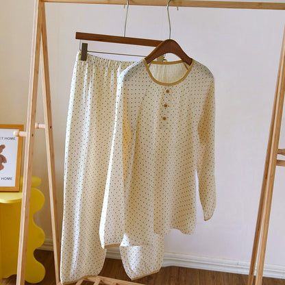 Printed O-Neck Long Sleeve Pajama Set