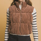 Corduroy Zip Up Puffer Vest with Pockets