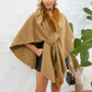 Fuzzy Trim Open Front Poncho