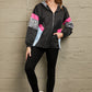 Leopard Color Block Zip-Up Hooded Jacket