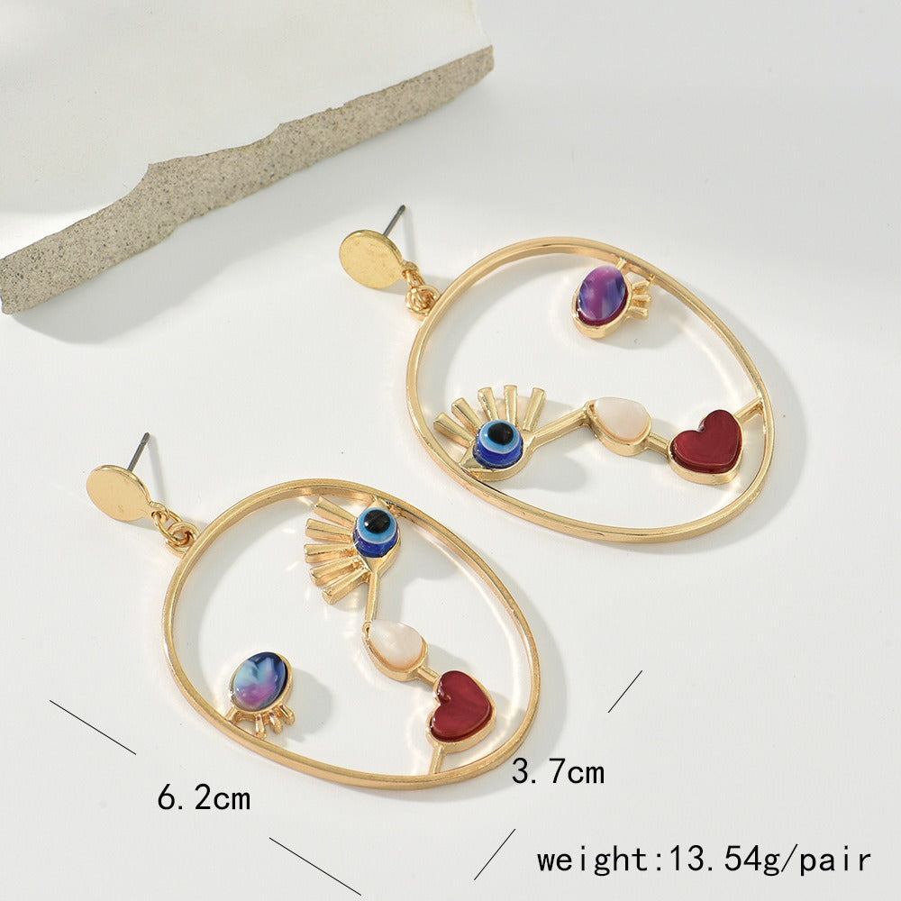 Asymmetric Abstract Face Earrings