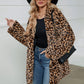 Fuzzy Leopard Hooded Long Sleeve Jacket