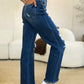 Judy Blue Mid Rise Distressed Raw Hem Jeans