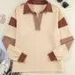 Color Block Johnny Collar Long Sleeve Sweatshirt