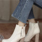 Round Toe Square Heel Platform Ankle Boots