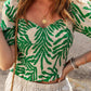 Smocked Printed Short Sleeve Blouse