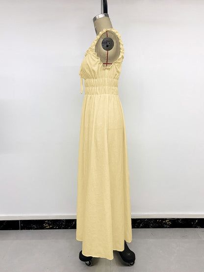 Floral Embossed Smocked Sleeveless Maxi Dress