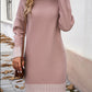 Striped Mock Neck Long Sleeve Sweater Dress