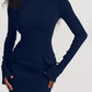 Mock Neck Long Sleeve Mini Dress