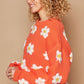 POL Daisy Pattern Drop Shoulder Sweater