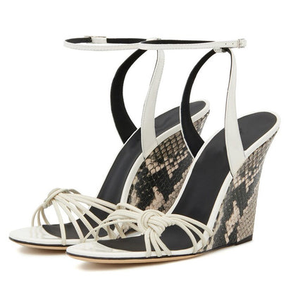 Snakeskin Open Toe Wedge Sandals