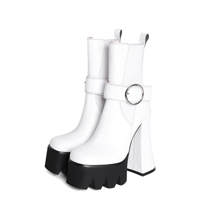 Square Toe Platform Ankle Boots
